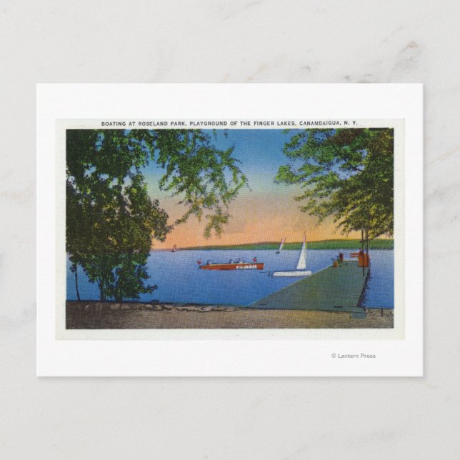 Postal Barcos de vela y de motor en la escena del parque  (Anverso)