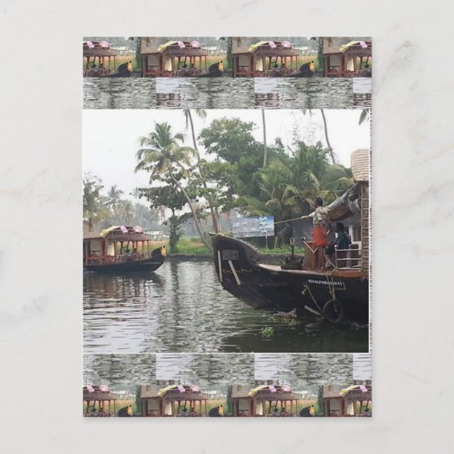 Postal Barcos del RÍO KERALA India (Anverso)