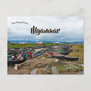 Postal Barcos en el lago Inle Bagan Yangon Myanmar