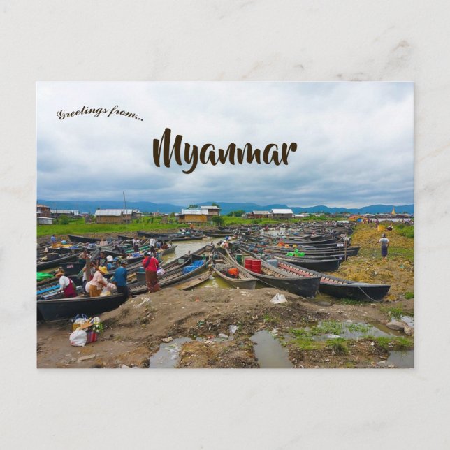 Postal Barcos en el lago Inle Bagan Yangon Myanmar (Anverso)