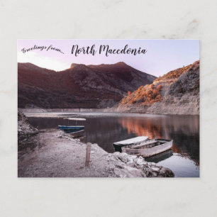 Postal Barcos en el lago Kozjak Macedonia del Norte