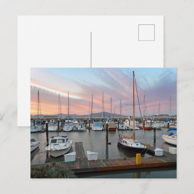 Postal Barcos en el puerto (Anverso / Reverso)