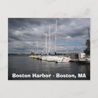 Postal Barcos en el puerto de Boston