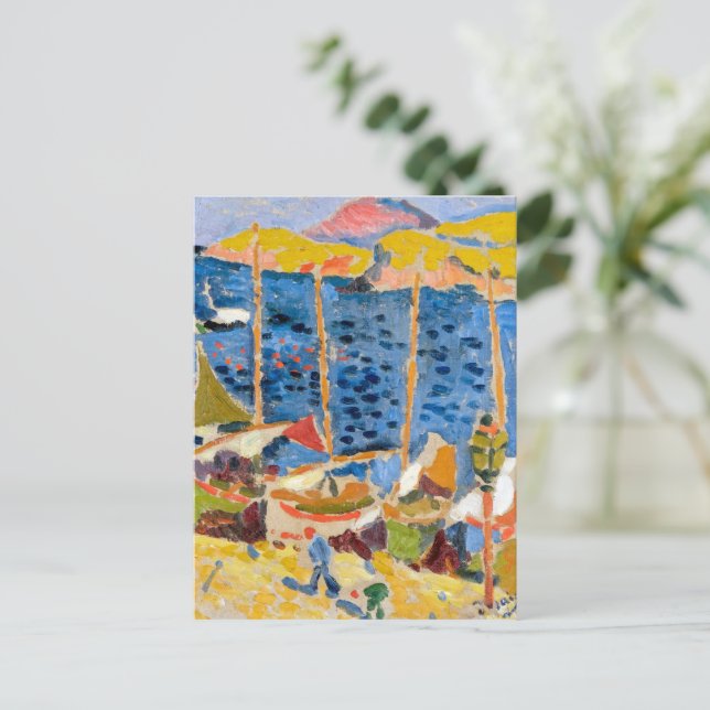 Postal Barcos en el puerto de Collioure | Andre Derain | (Anverso de pie)
