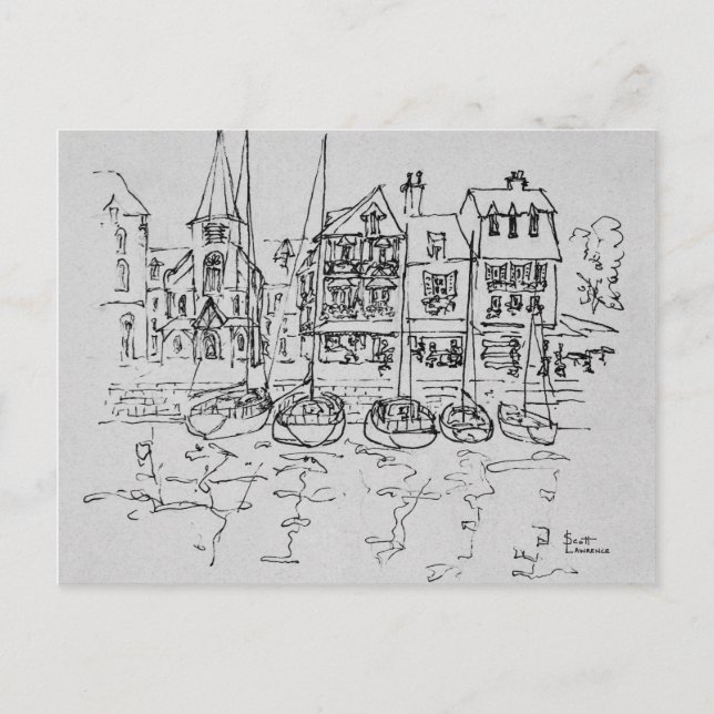 Postal Barcos en el puerto de Honfleur | Normandía, Franc (Anverso)