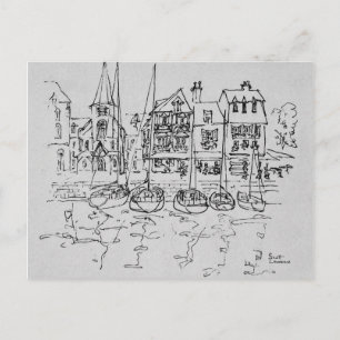 Postal Barcos en el puerto de Honfleur   Normandía, Franc