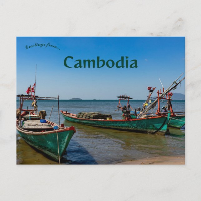 Postal Barcos en Kep Cambodia (Anverso)