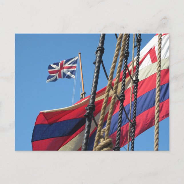 Postal Barcos en la histórica Jamestowne (Anverso)