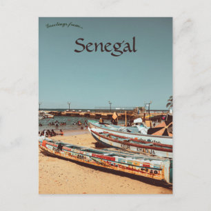 Postal Barcos en la isla de Gorée, región de Dakar Senega