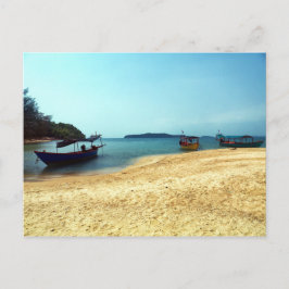 Postal Barcos en la playa de las Islas Tropicales, Camboy