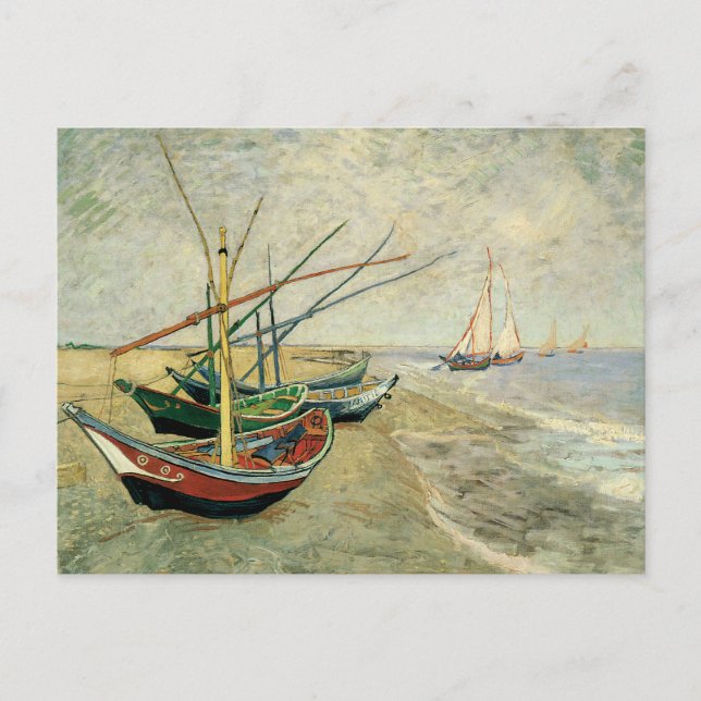 Postal Barcos en la playa de Saintes-Maries (Anverso)