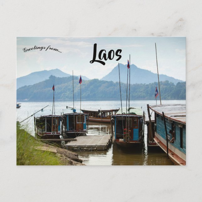 Postal Barcos en Laos (Anverso)