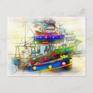 POSTAL BARCOS EN ST. IVES HARBOR