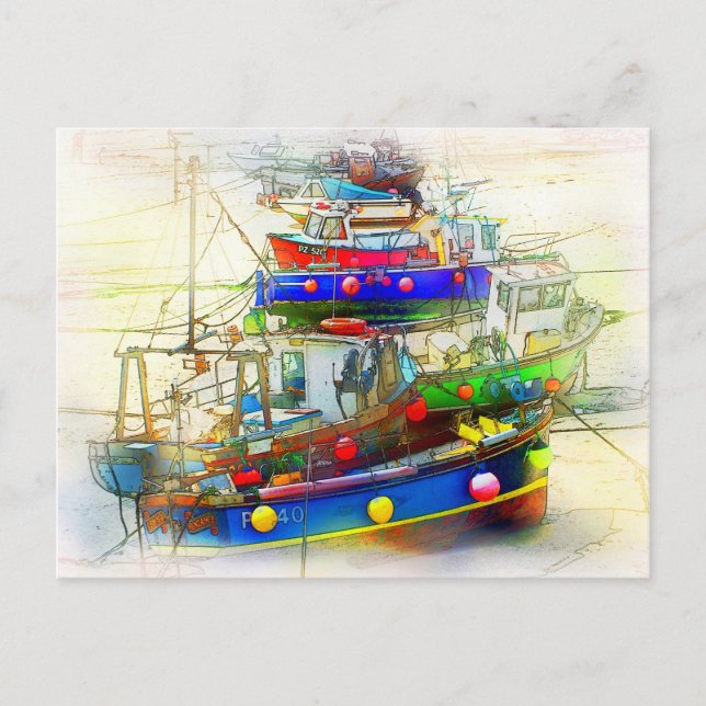 POSTAL BARCOS EN ST. IVES HARBOR (Anverso)