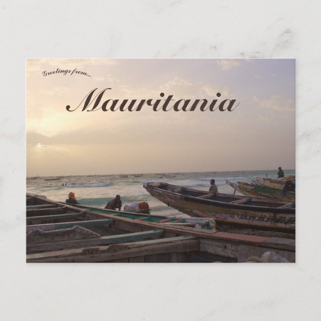 Postal Barcos en una playa en Nuakchot Mauritania (Anverso)
