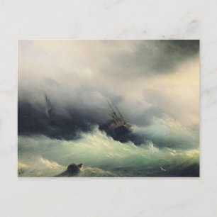 Postal Barcos en una tormenta