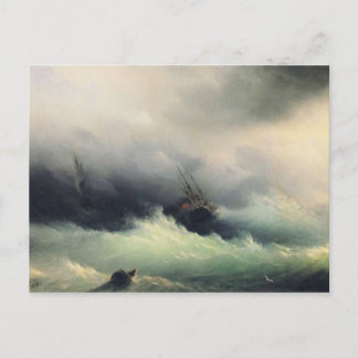 Postal Barcos en una tormenta