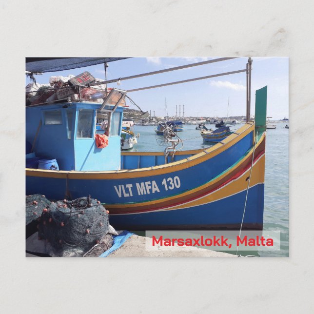 Postal Barcos Marsaxlokk de vacaciones de Malta (Anverso)