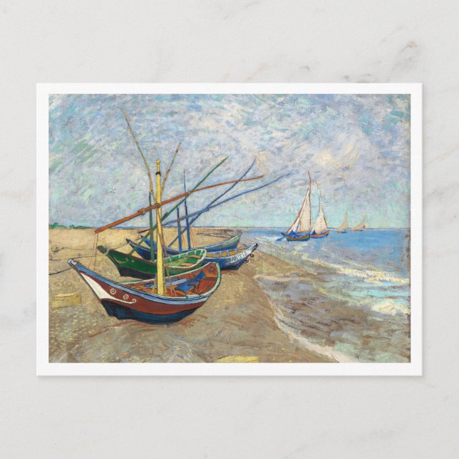 Postal Barcos pesqueros de Vincent van Gogh en la playa (Anverso)