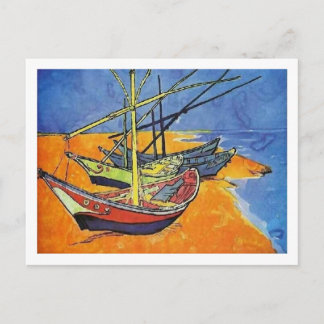 Postal Barcos pesqueros en el Bella Artes Van Gogh de la