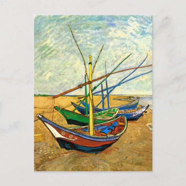 Postal Barcos pesqueros Van Gogh en la playa de Saintes M (Anverso)