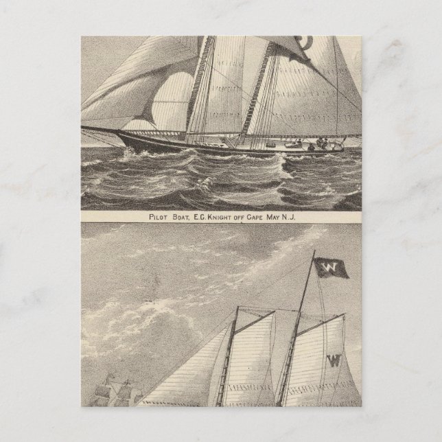 Postal Barcos piloto EG Knight y Whilldin (Anverso)