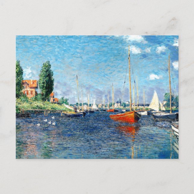 Postal Barcos Rojos, Argenteuil, de Claude Monet, (Anverso)