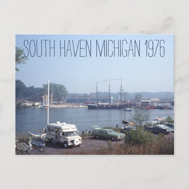 Postal Barcos y autos de South Haven Michigan 1976 (Anverso)