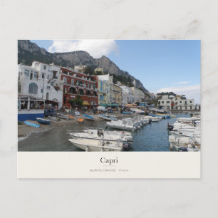 Postal Barcos y paseo marítimo colorido de Capri Marina G