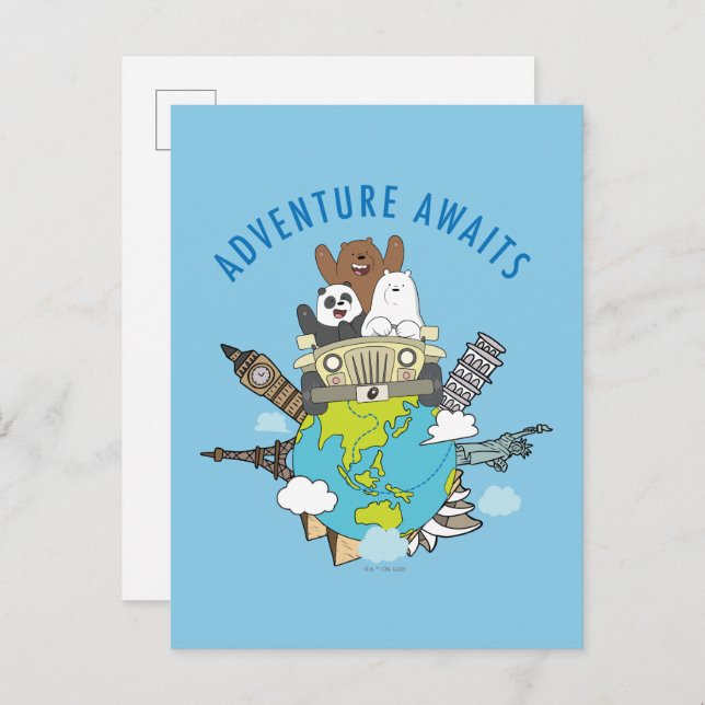 Postal Bare Bears - Aventura (Anverso / Reverso)