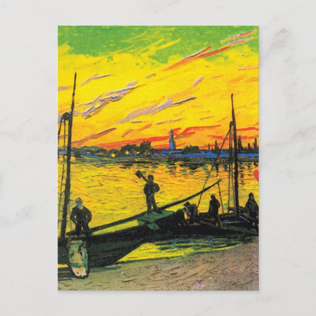 Postal Barges de carbón (F437) Bella Artes Van Gogh (Anverso)