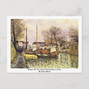 Postal Barges En El Canal Saint-Martin En París
