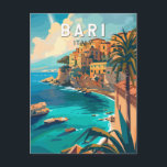 Postal Bari Italia Viaje de arte Vintage<br><div class="desc">Diseño de viaje vectorial retro Bari. Bari es una ciudad portuaria situada en el mar Adriático,  y la capital de la región de Apulia,  en el sur de Italia.</div>
