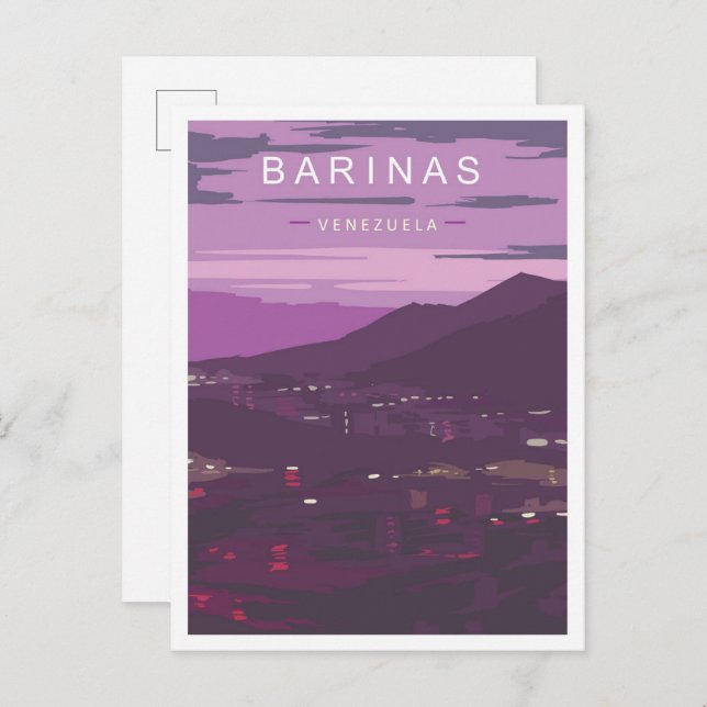 Postal Barinas Venezuela Ilustracion de Viajes de Arte (Anverso / Reverso)