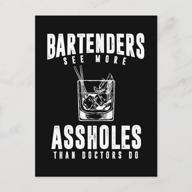 Postal Barman Divertido Mezclador De Alcohol Bromista Chi (Anverso)