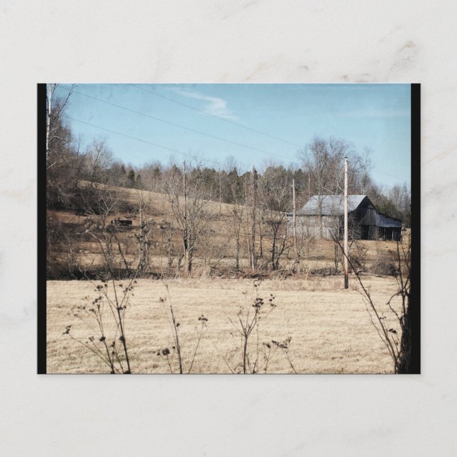 Postal Barn en una colina (Anverso)