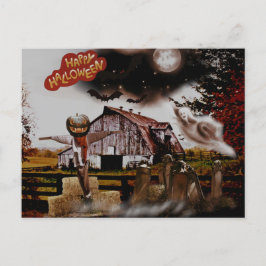 Postal *~* Barn Hay Goblin Spooky Ghost HALLOWEEN Único