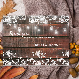 Postal Barn Lace Wood Rustic Chic Wedding Thank You