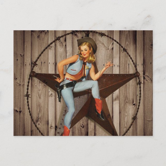 Postal Barn Wood Texas Star West Country Cowgirl (Anverso)