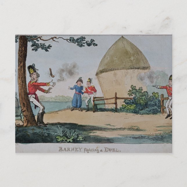 Postal Barney lucha contra un duelo (Anverso)