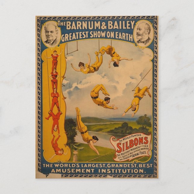 Postal Barnum & Bailey / Artistas Trapeze (Anverso)
