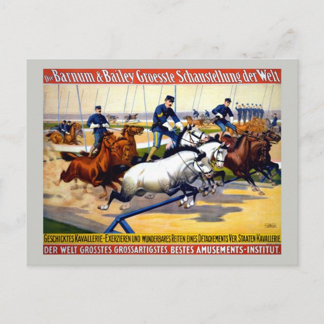 Postal Barnum vintage, Bailey Greatest show circo alemán (Anverso)