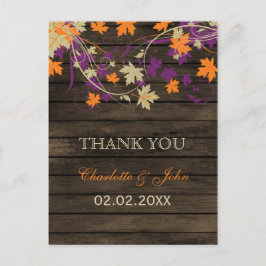 Postal Barnwood Rústica plum fall boda Gracias
