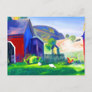 Postal Barnyard y pollos de George Wesley Bellows