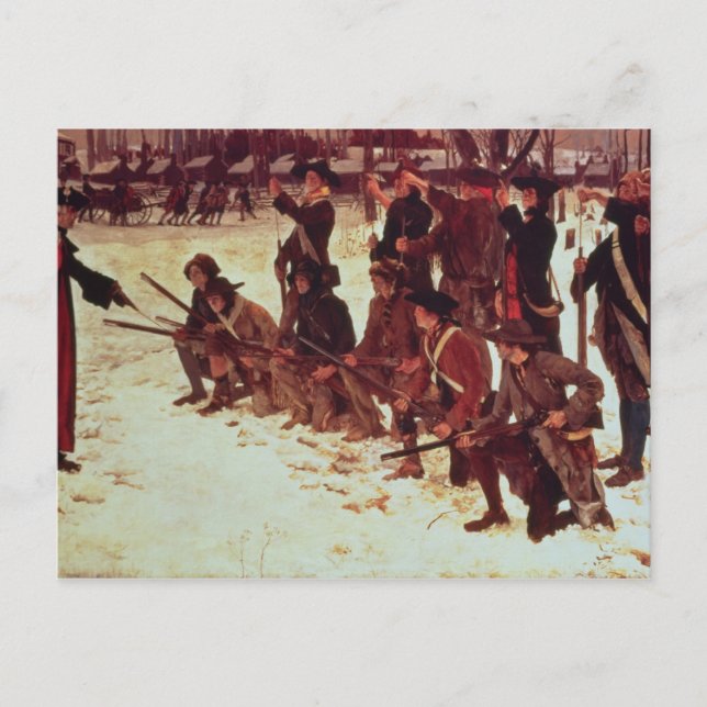 Postal Barón von Steuben perforando reclutas estadouniden (Anverso)