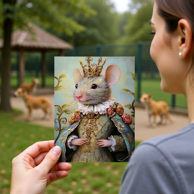 Postal Baroque Mouse Royal King Portrait Design (Subido por el creador)