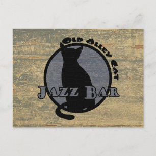 Postal Barra de jazz del gato de la vieja alea