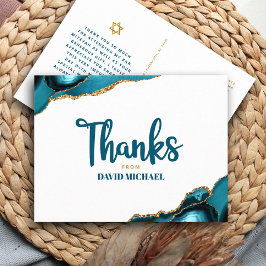 Postal Barra Mitzvah Turquoise Agate Bold Script Gracias