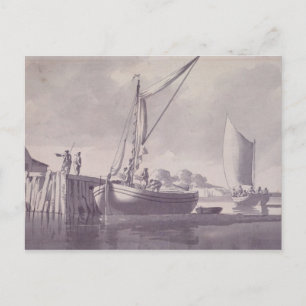 Postal Barras de vela que se acercan a un embarcadero