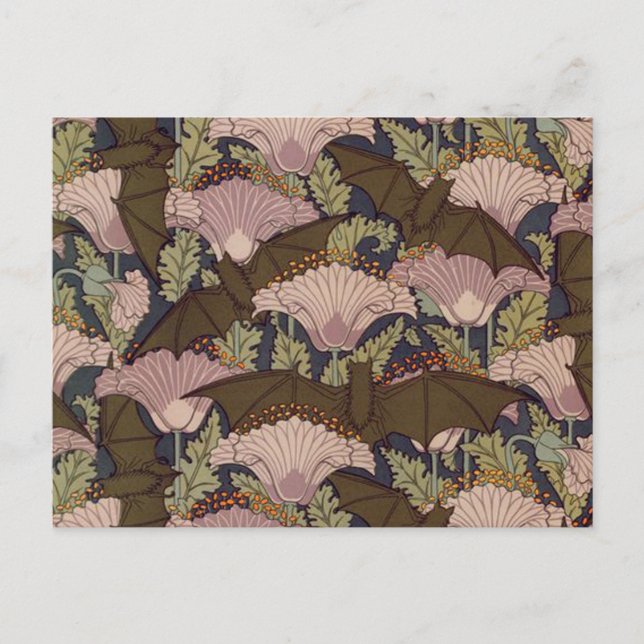 Postal Barras y flores de estilo Art Deco antiguas (Anverso)